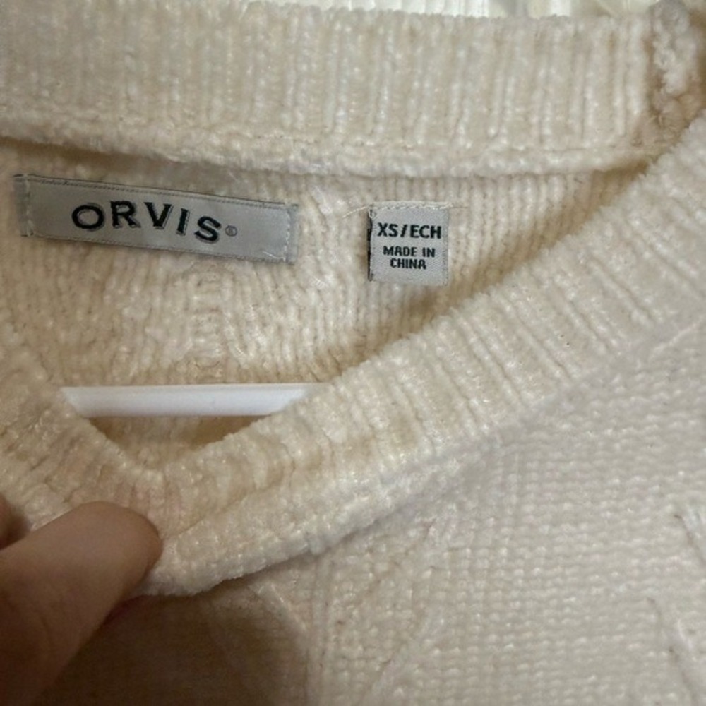 Orvis Cable Knit Sweater XS Cream Cotton Blend Cottagecore Coastal Grandpa - Picture 2 of 5